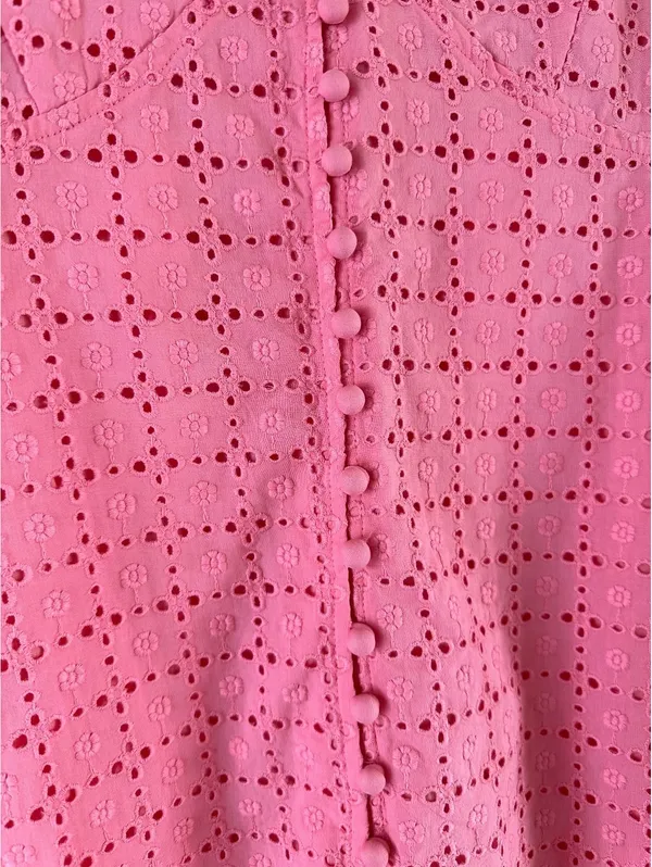 NWT English Factory Broderie Lace Puff Sleeve Mini Dress in Pink Women’s Medium - Image 5