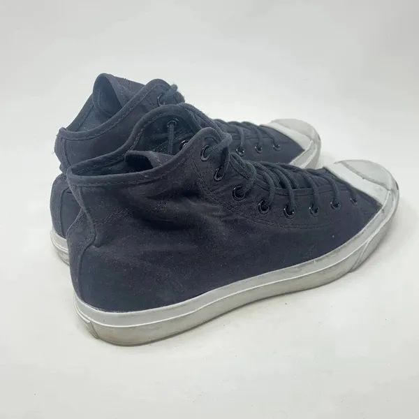 Converse Jack Purcell Canvas High Top Sneakers‎ Black White Size 10.5 - Image 4