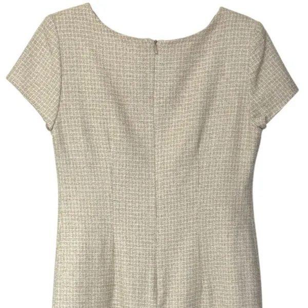 90s Vintage Tweed Mini Dress Short Sleeve Ribbon & Bow Size 6 Coquette Girl - Image 6