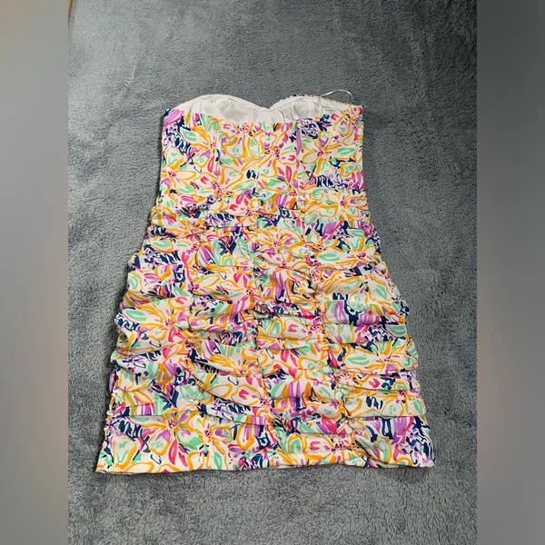 Hello Molly summer for love Multicolor floral Strapless Mini Dress small/4 - Image 7