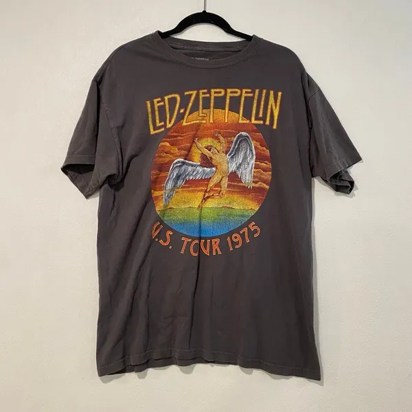 Led Zeppelin U.S. Tour 1975 Graphic Band Tee Size Large Retro Rock - Image 2