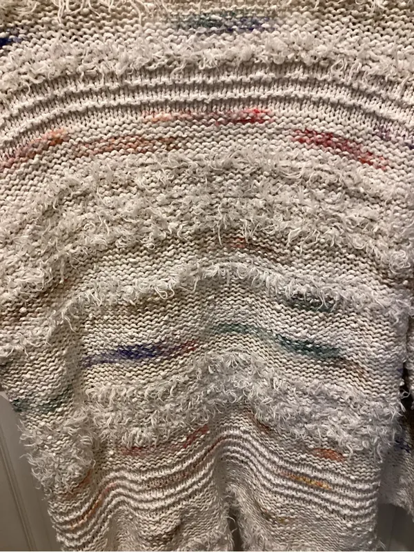 Anthropologie White Textured Open-Front Cardigan with Subtle Multicolor Flecks - Image 4