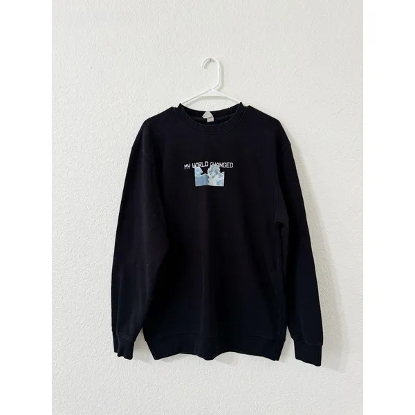 My World Changed Christian Graphic Sweatshirt Black Oversized Large - Image 2