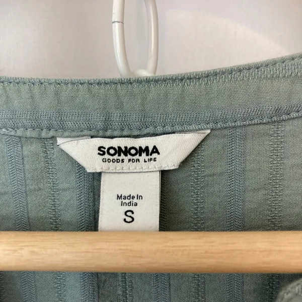 Sonoma Small Womens Dress Teal Green Blue Button V-Neck Short Dolman Sleeve Mini - Image 6