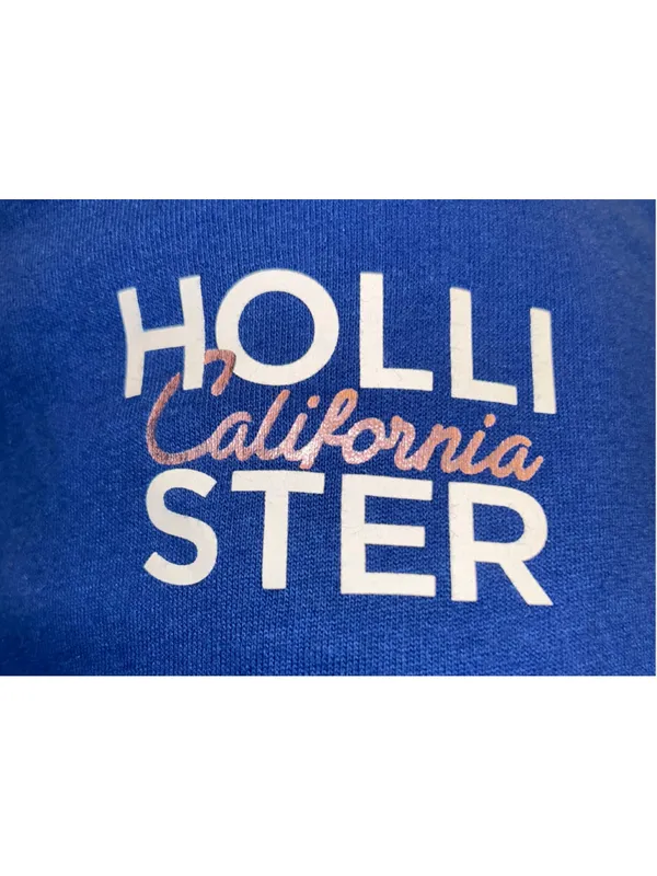 Women's Hollister Crop Sweatshirt Size S Blue White Logo Crewneck - Image 3