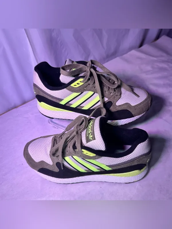adidas women Ultra Tech Sneakers — White, Olive & Neon Yellow - Image 3