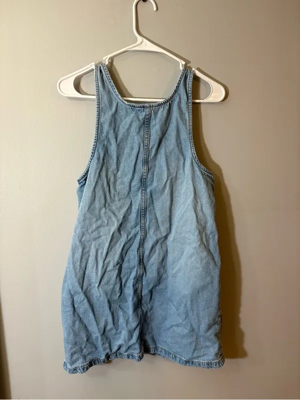 American Eagle Light Blue Overall Denim Pinafore Dress - Image 4