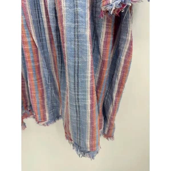 Free People Summer Nights‎ Striped Babydoll Mini Dress Blue Red Small OB898561 - Image 5