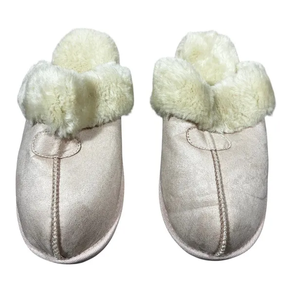 NWT Dream Pairs Sofie-05 Solid Suede Scuff Slippers Pink Cozy Faux Fur Size 8 - Image 2