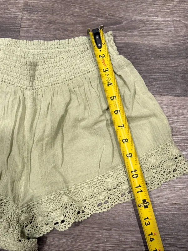 BDG Urban Outfitters Women’s Green Pull On Lace Trim Gauzy Cotton Shorts Sz L - Image 4