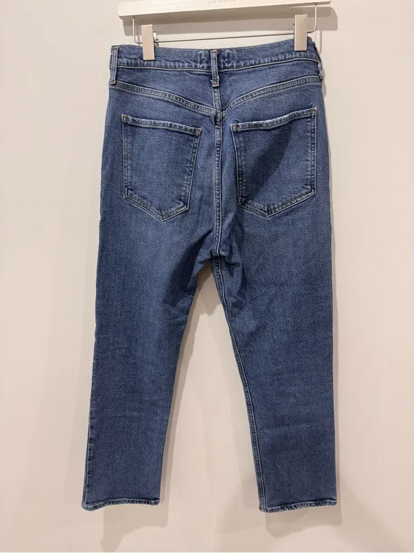 Agolde Size 29 Riley High Rise Straight Crop (Weightless Stretch) Medium Wash - Image 7