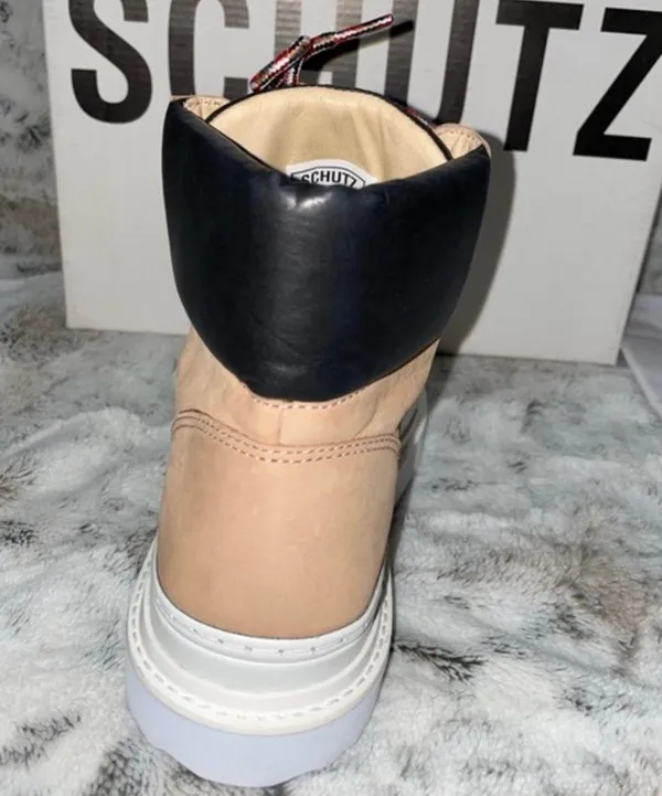 Schutz 🆕 BNIB | Marlua Leather Platform Lace Up Boot | Honey Beige & Black - Image 14