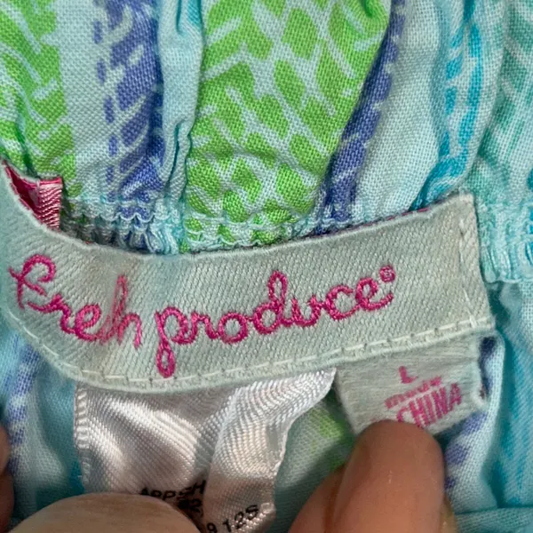 Fresh‎ Produce Nautical Rope Park Ave Cropped Pants Blue Green Stripe Large New - Image 4