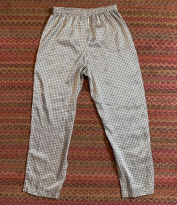VTG HOUNDSTOOTH SATIN PULL ON PANTS Black - Image 4