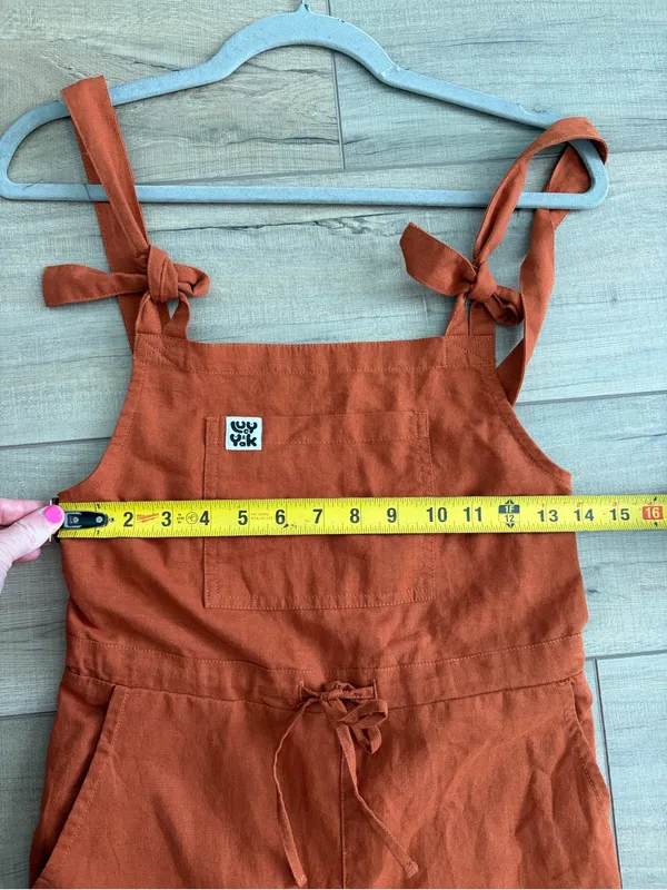 Lucy and Yak Organic Cotton Burnt Orange Wide Leg Dungarees Jumpsuit 2 - Image 7