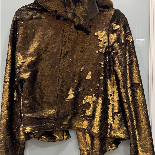 Free People Women's Terracotta Fully Sequin Hooded Jacket Glam Bronze Size XS - Image 11
