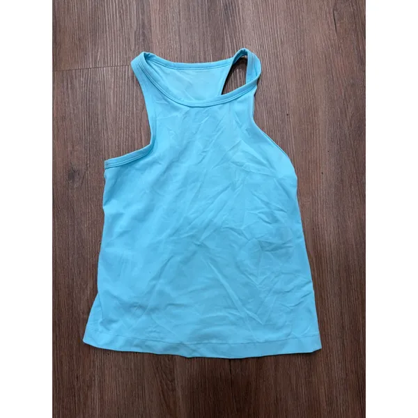 Lululemon Women Turquoise Blue Racerback High Neck Shelf Bra Tank Top 4033 - Image 3