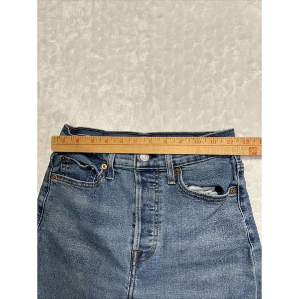 Levi's Wedgie Straight Jeans Button Fly High Rise Blue Denim Womens 27 Casual - Image 8