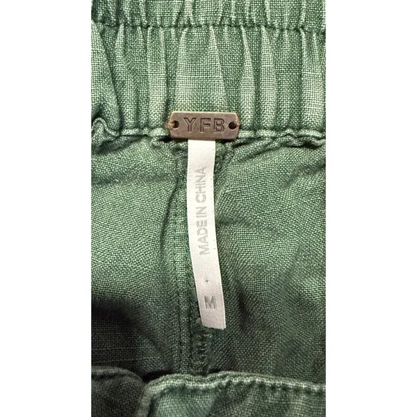 Young Fabulous & Broke Green Linen Blend Wide Leg Seam Front Pants M - Image 5