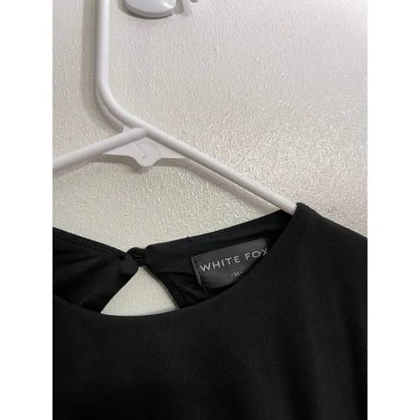 White Fox Black Ruched Mini Dress‎ Bodycon Open Back Club Date Night Size M - Image 3