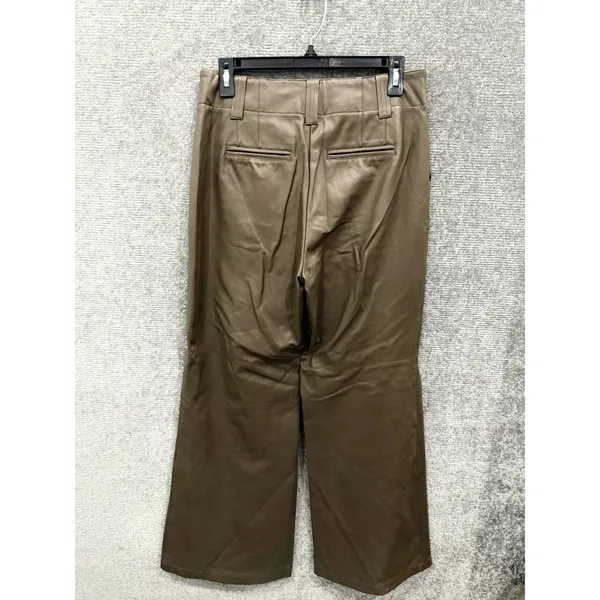 Maeve Anthropologie Women Pants 8 Brown Faux Leather Wide Leg High Rise Pocket - Image 6