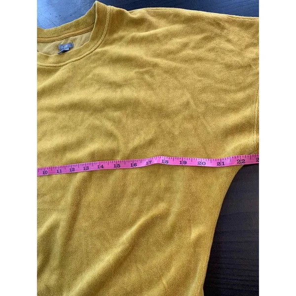 Aerie Soft‎ Velour Sweatshirt Women XS Mustard Yellow Oversized Cozy Top Comfy - Image 8