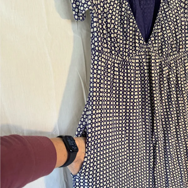 GAP Navy and White Dot Empire-Waist Midi Dress - Image 4
