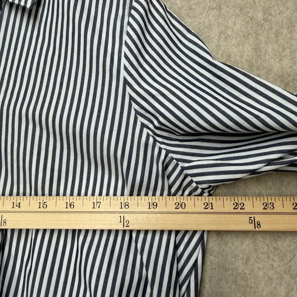 BB Dakota Navy Blue White Striped Cotton Long Sleeve Shirt Dress M‎ Prep Coastal - Image 6