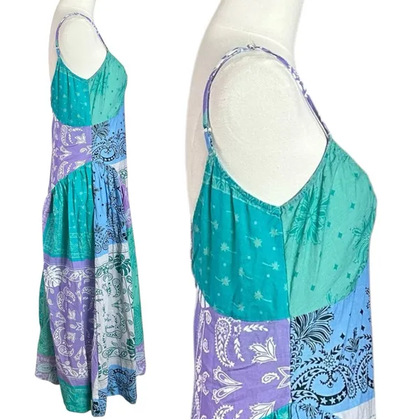 Free People Bohemian Bandana Tropical Wish You Would Midi Dress Size Large - Image 9