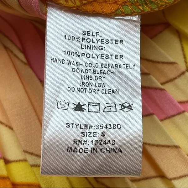 Milk & Honey Brightly Colored Geometric‎ Pattern Pleated Halter Dress Small NEW - Image 4