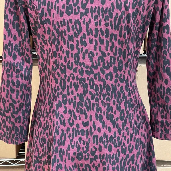 Beach Lunch Lounge Dress Sz Small Leopard Animal Print Safari Boho Fall Autumn - Image 5