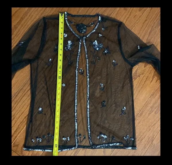 Vintage Mesh longsleeves blk jacket with sequence - Image 9