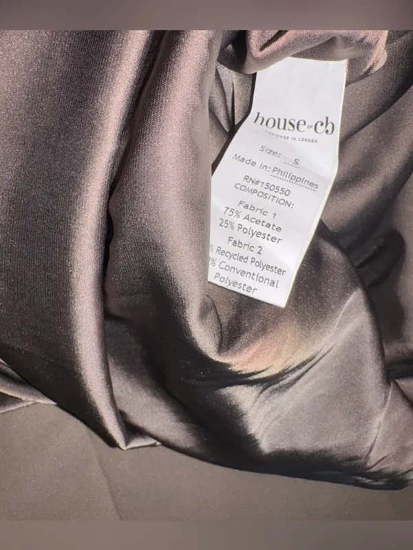 NEW HOUSE OF CB Persephone Strapless pebble gray crepe Evening Dress Sz S - Image 10