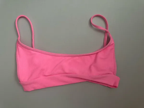 Frankie's Bikinis Hot Neon Pink Ribbed Gavin Bralette Bikini Top Adjustable Straps - Image 6