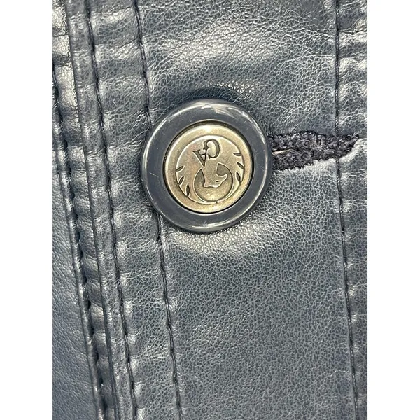 Italian Textile Group Leather Jacket Men‎ Large Blue Italy GA Classic XL - Image 4