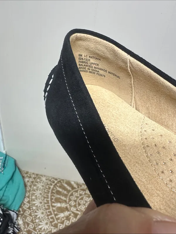 Liz Claiborne Black Suede like Loafers with Silver Buckle - Image 2
