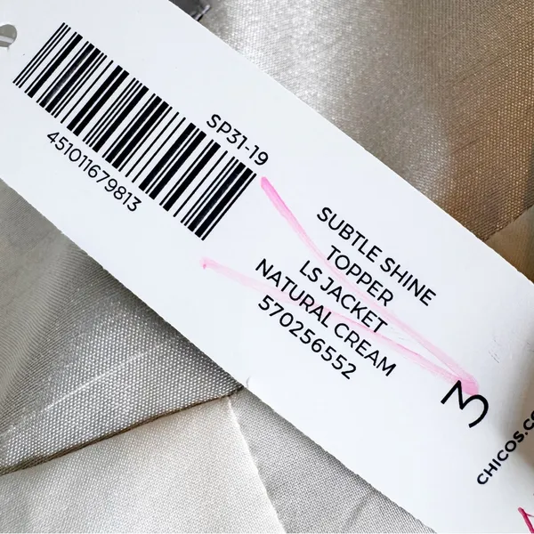 NWT Chico’s Subtle Sheen Topper Jacket Natural Cream Size 3 or XL - Image 8