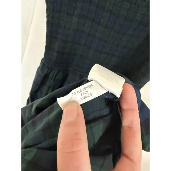 J.Crew Green Tartan Plaid Smocked Tiered Poplin Midi Dress - Image 3