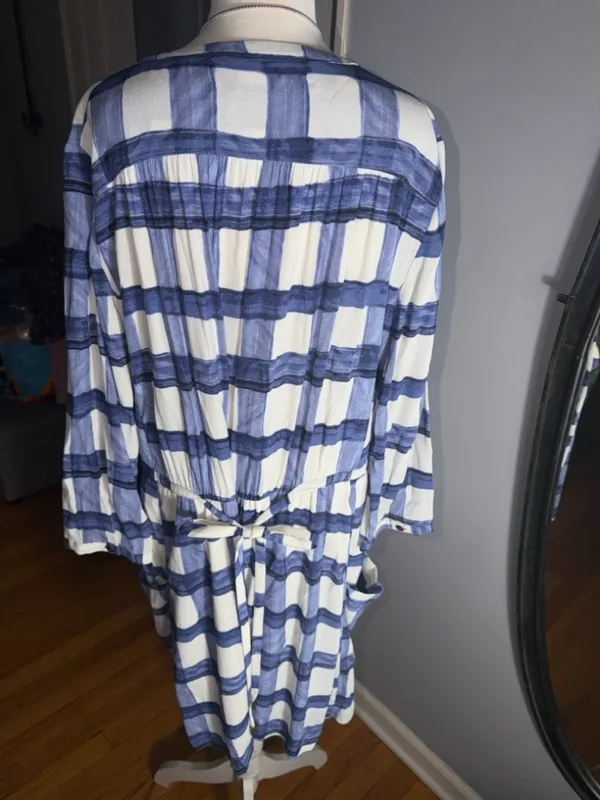 Maeve Blue and White Plaid Drawstring dress - Image 10