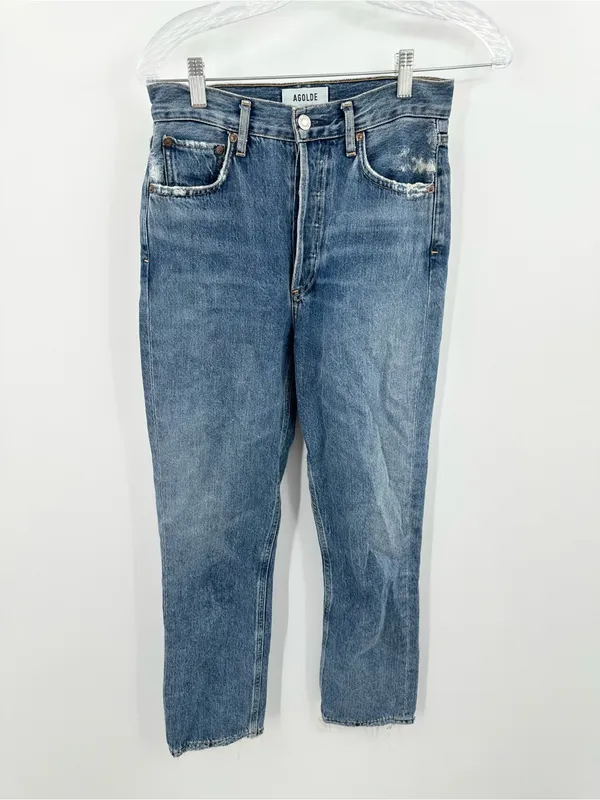 AGOLDE Riley High Rise Straight Crop Jeans Distressed Size 24 - Image 2