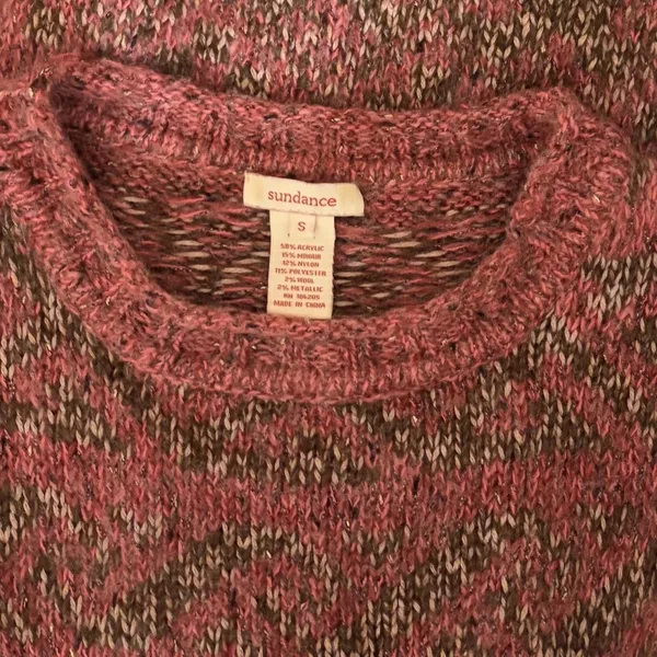 SUNDANCE Marled Roll Neck Sweater Wool Mohair Pink‎ Green Pullover Knit Small - Image 9