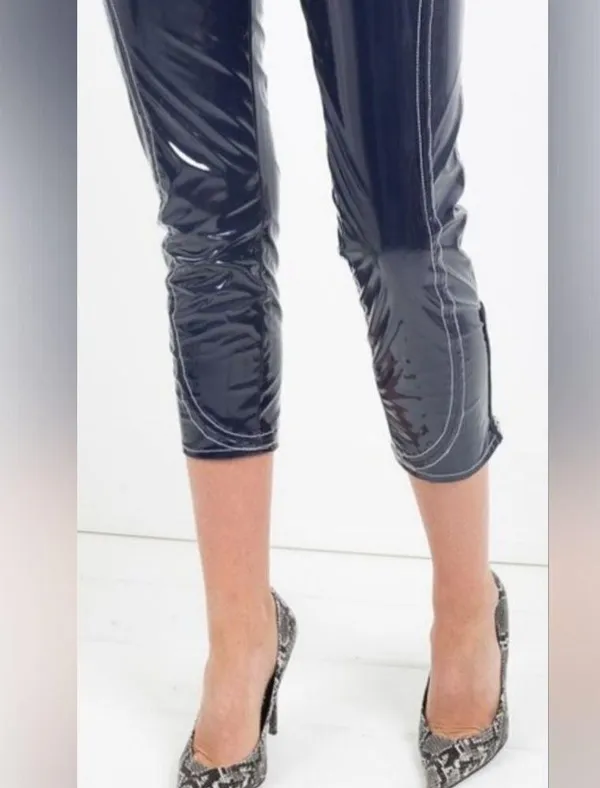 For Love & Lemons Idol Vinyl Blue Pants (XS) - Image 3