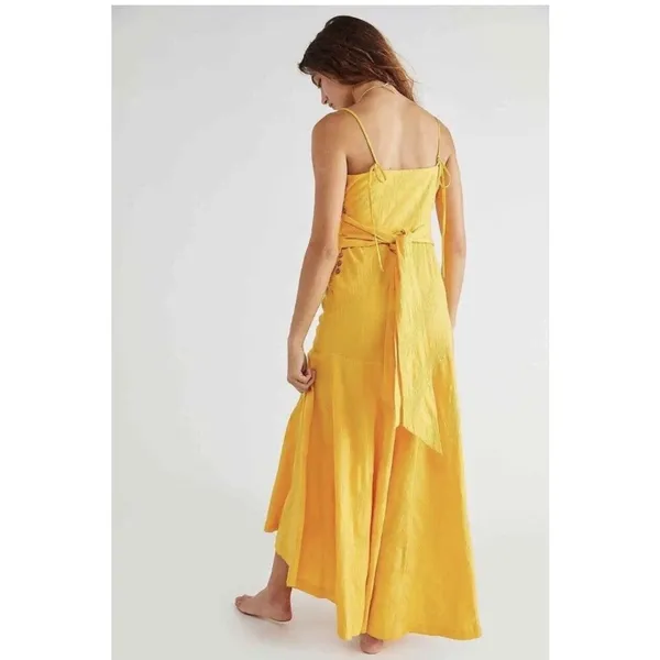 Free People Endless Summer Ready Midi Dress NWT Cutout Ruched Assymetrical M - Image 2