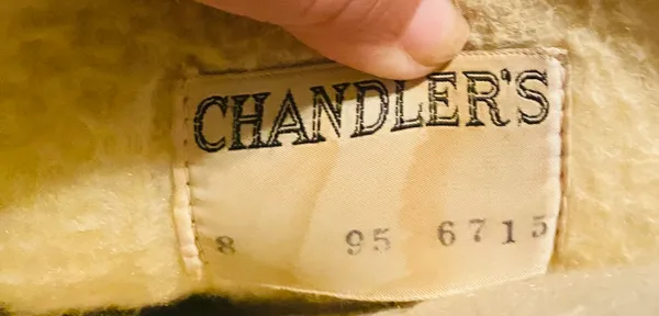 Chandlers Vintage English leather and sheep lined boots Size 8 black - Image 9