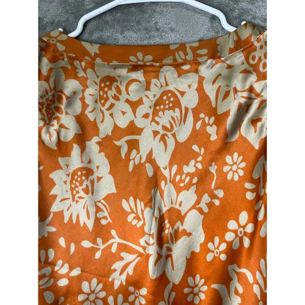 Vintage 100% Silk Babydoll Floral V-Neck Tank Retro Boho Indie Sleaze Y2K Baddie - Image 4