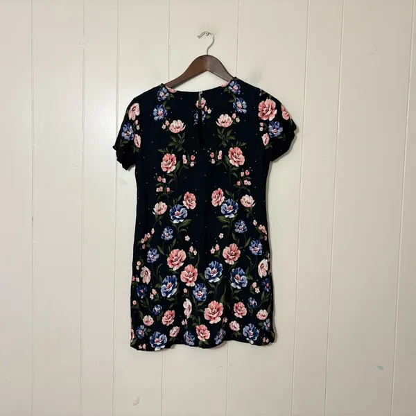 Abercrombie & Fitch Black Floral Mini Dress S Short Sleeve A-Line Cottagecore - Image 7