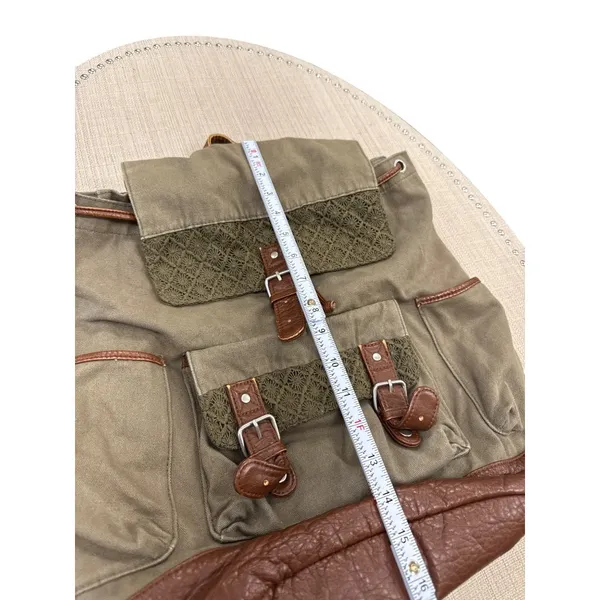 Cape Juby Womens Green Denim & Faux Leather Backpack 14x16 SKU 7057 - Image 5