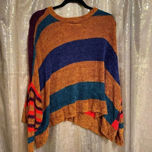 Free People All About You Pullover Striped Sweater Terracotta Oversized XS - Image 2