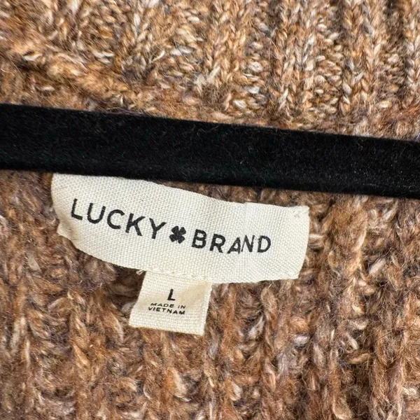 Lucky Brand Speckled Brown Wool Blend Chunky Button Cardigan Large NWT - Image 3