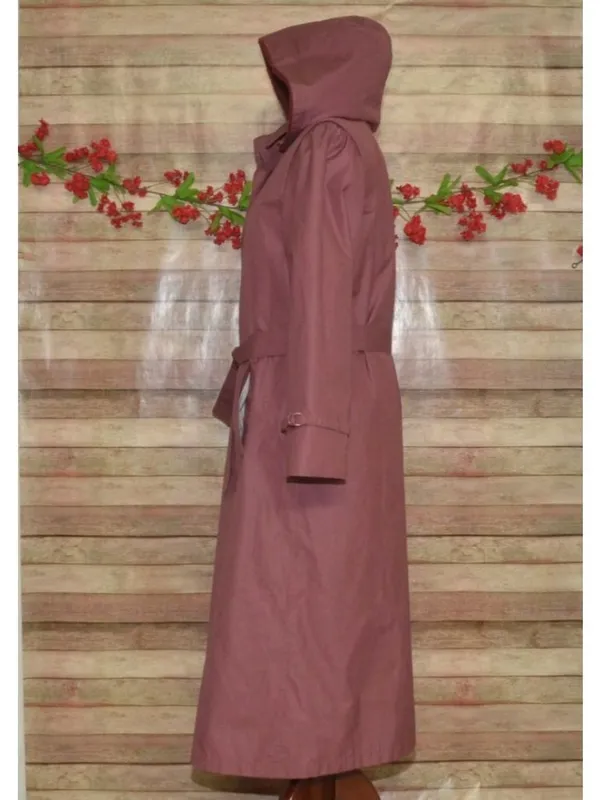 VTG London Fog Trench Coat 10 Dusty Rose Pink Detachable Hood Liner Belt USA - Image 7